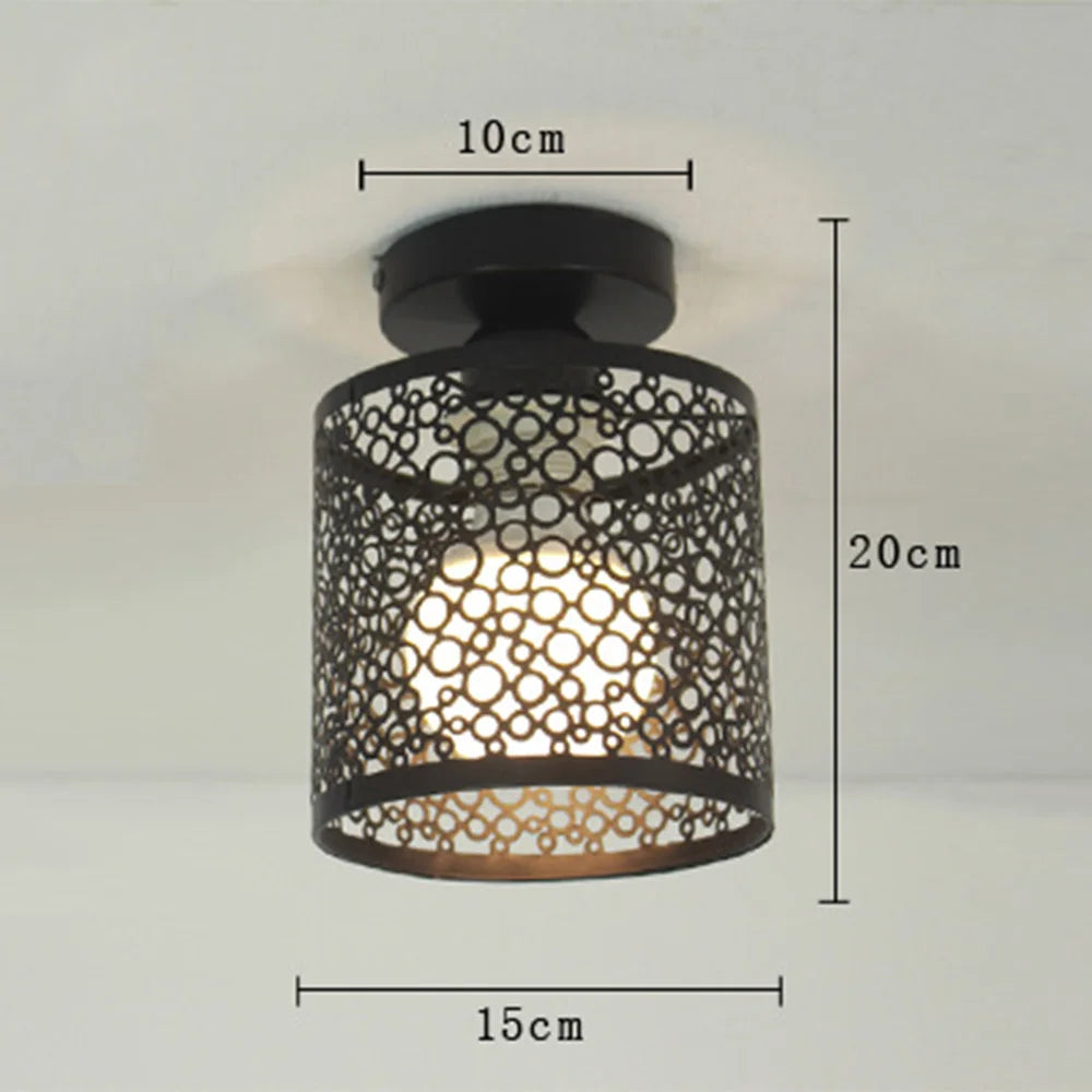 Moderne Pendelleuchte aus Eisen im Retro-Stil mit Metallgitter - vue 6 sur 7