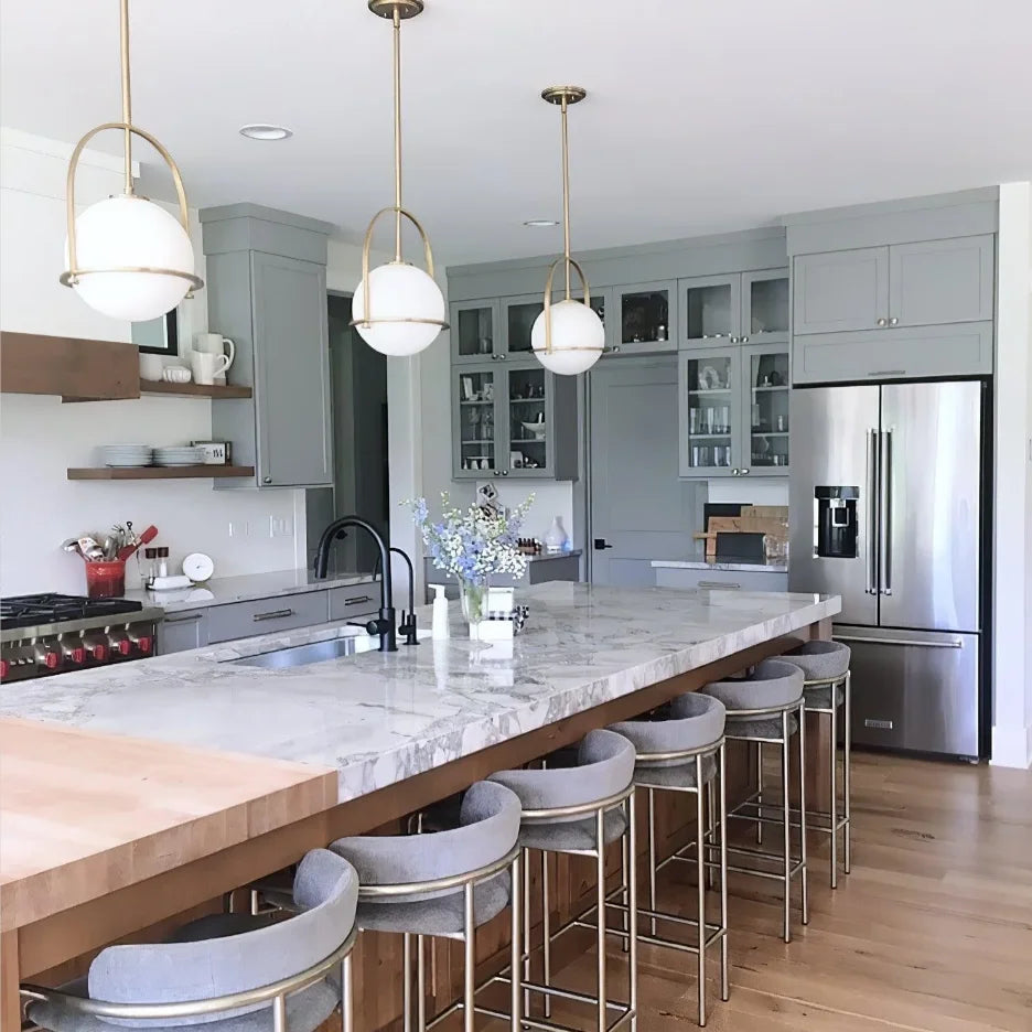 Nordic Globe Pendant Lamp Glass Ball Ceiling Suspension Hanging Light for Kitchen Island Dining Room - vue 5 sur 6