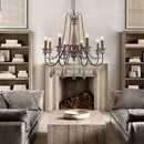 lustre vintage rustique en bois avec perles pour éclairage intérieur