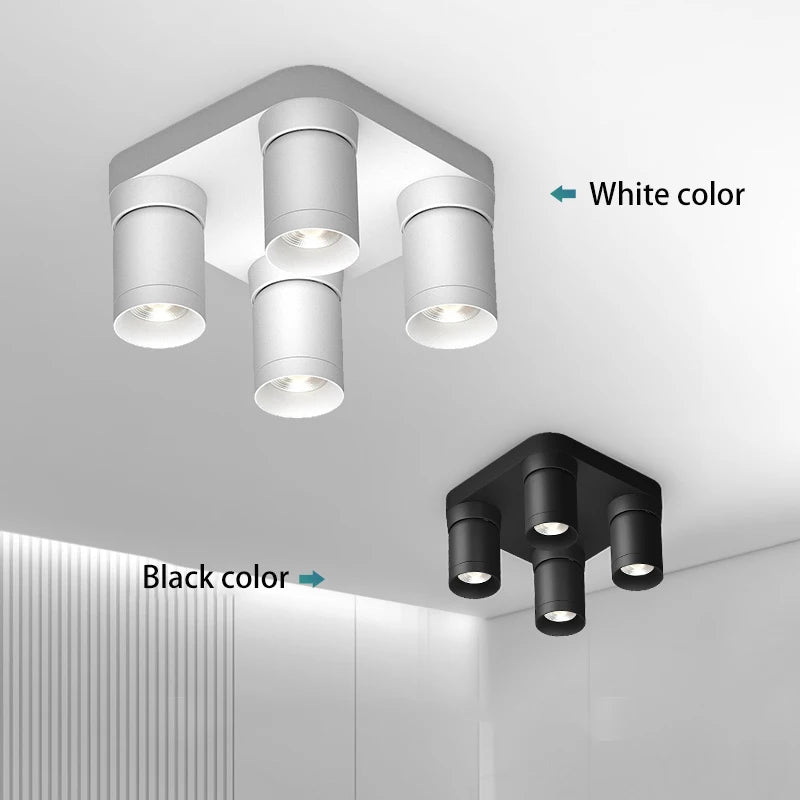 projecteur led 	4 têtes monté en surface rotation libre éclairage sur rail - vue 3 sur 5
