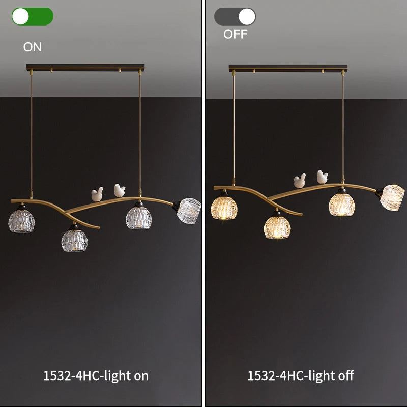 lustre led oiseau créatif en cuivre pour maison et restaurant - vue 5 sur 7