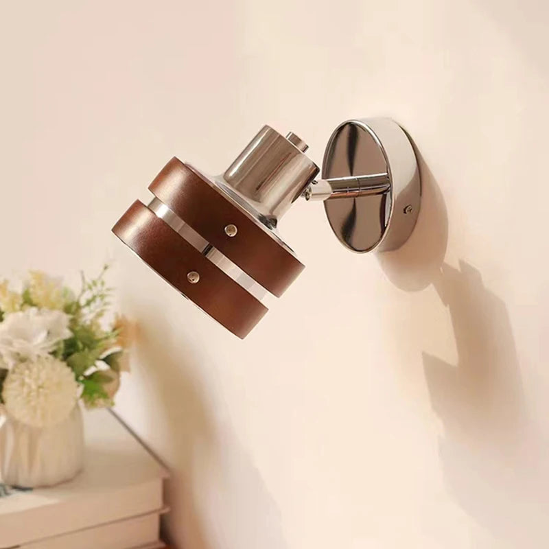 applique murale en bois avec lampe de lecture chromée - vue 3 sur 8