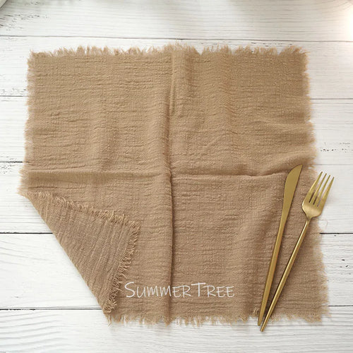Serviette de table gaze coton rustique lot 12 - vue 5 sur 7
