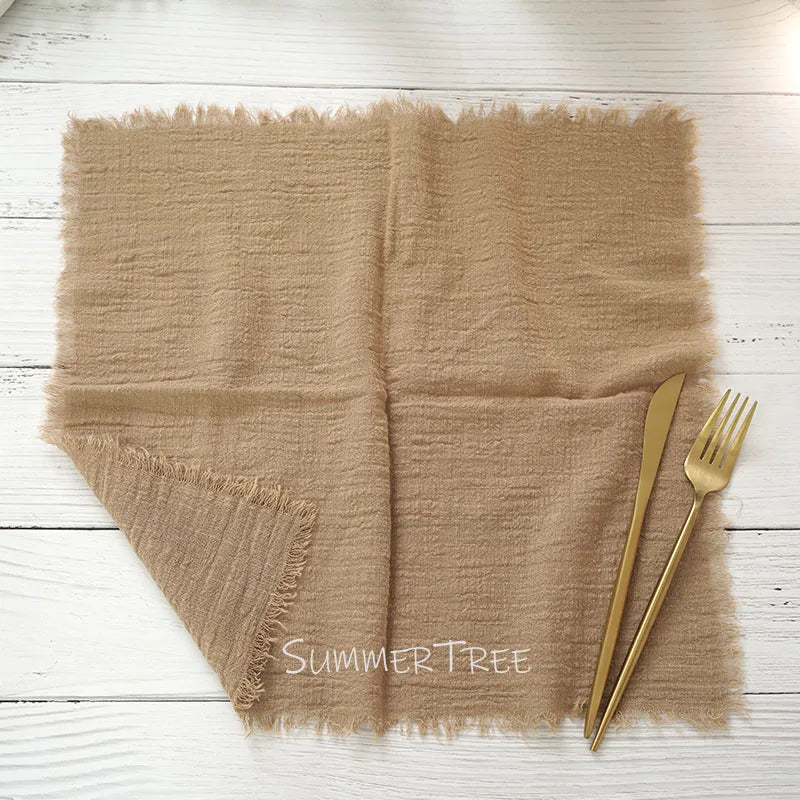 Serviette de table gaze coton rustique lot 12 - vue 4 sur 7