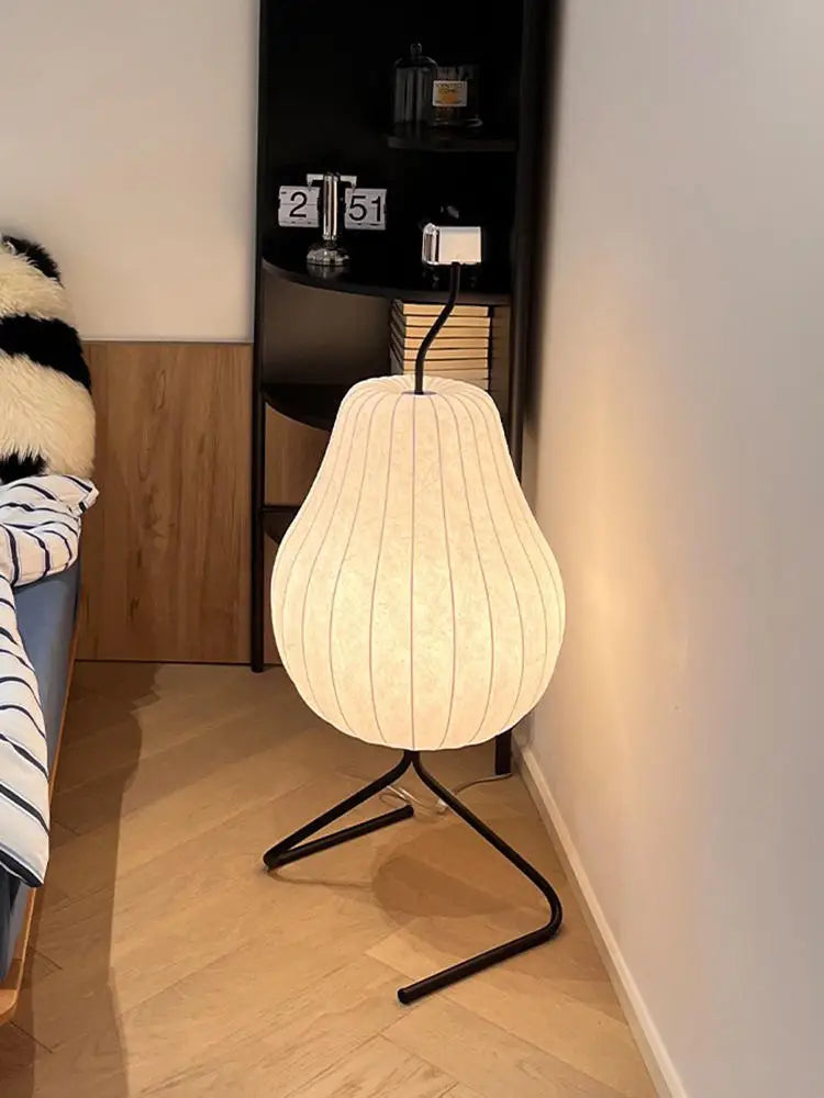 lampe de sol wabi sabi style japonais en soie décoration intérieure - vue 6 sur 8