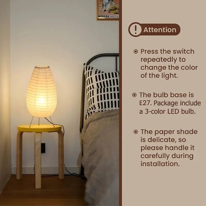 lampe de chevet wabi sabi en papier de riz rétro créative décorative - vue 7 sur 9