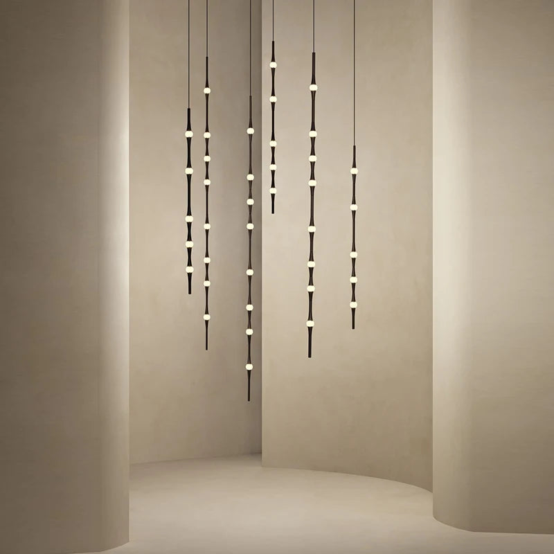 Lustre d'escalier moderne Led salon lumière intérieure décoration de Villa nordique longue lampe suspendue lampes de hall d'hôtel de hall de centre commercial