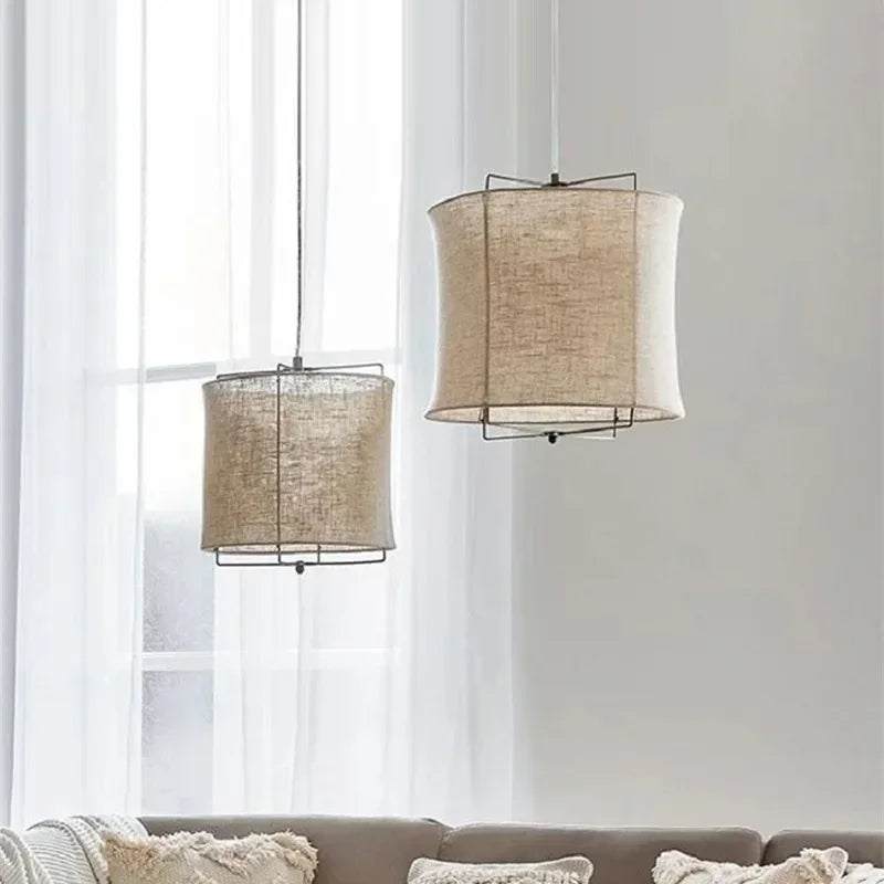 suspension en coton et lin style wabi sabi fait main pour restaurants et hôtels - vue 3 sur 14
