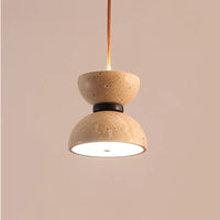 Rétro Pierre Naturelle Art Suspension Lumière Jaune Travertin LED Chambre Chevet Créatif Crème Nordique Décoration Éclairage