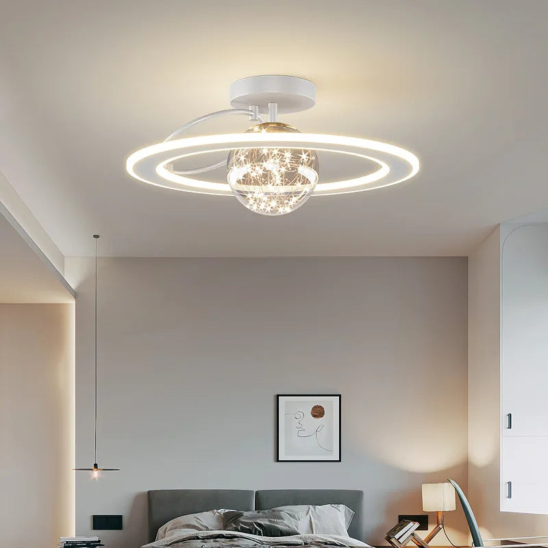 lustre moderne led sandyha avec boule de verre dorée - vue 3 sur 9
