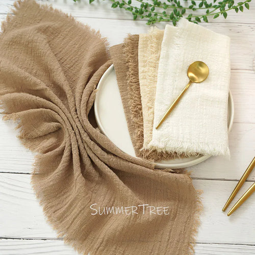 Serviette de table gaze coton rustique lot 12 - vue 3 sur 7