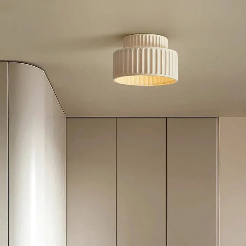 plafonnier led nordique crémeux décor maison luminaire - vue 4 sur 9