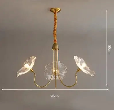 Moderner Glas-Kronleuchter Lotusblüte Design mit LED-Beleuchtung - vue 11 sur 14