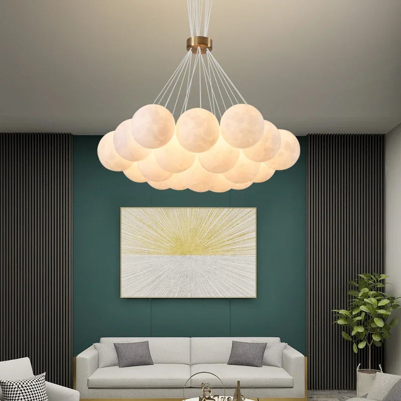 lustre led 3d lune bulle boule suspension décoration luminaires - vue 6 sur 12