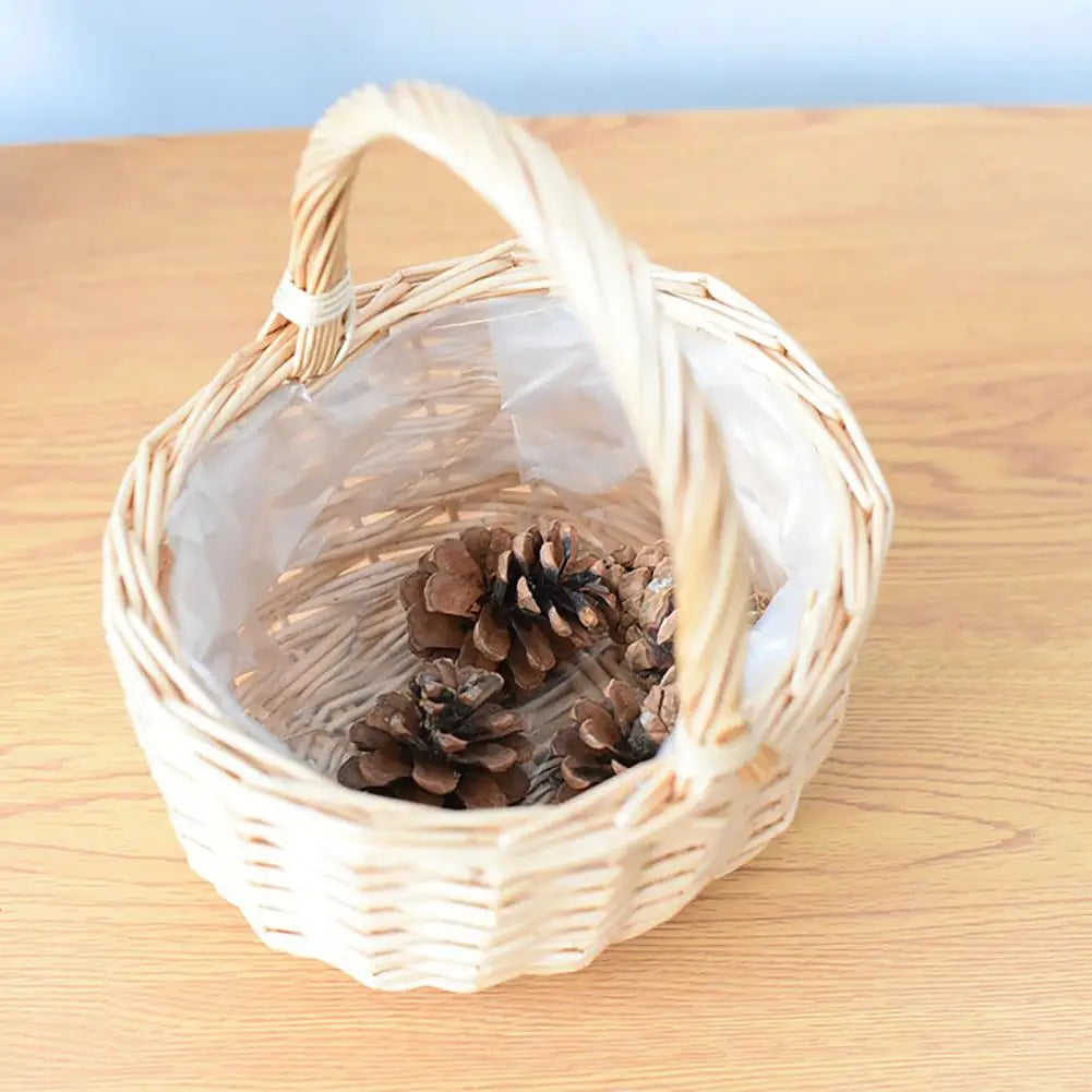 panier de rangement vintage en rotin tissé à la main pour fleurs et aliments - vue 7 sur 7