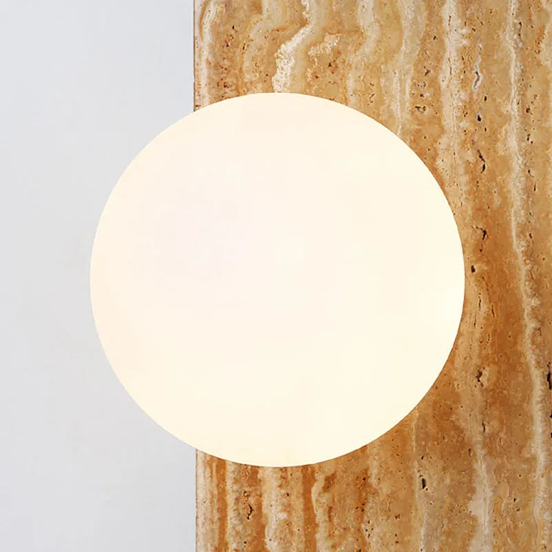 applique murale en pierre naturelle avec demi-cercle en verre blanc - vue 8 sur 7