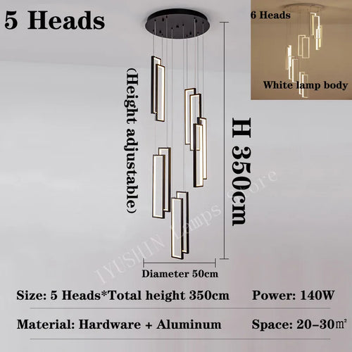 lustre moderne à led pour décoration créative en duplex - vue 9 sur 9
