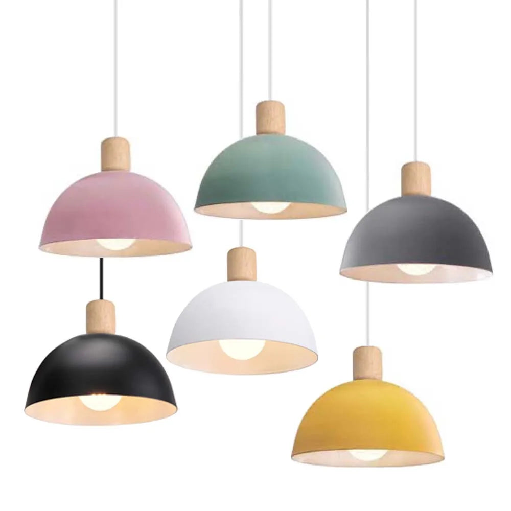 Lustre nordique led en bois pour décoration maison
