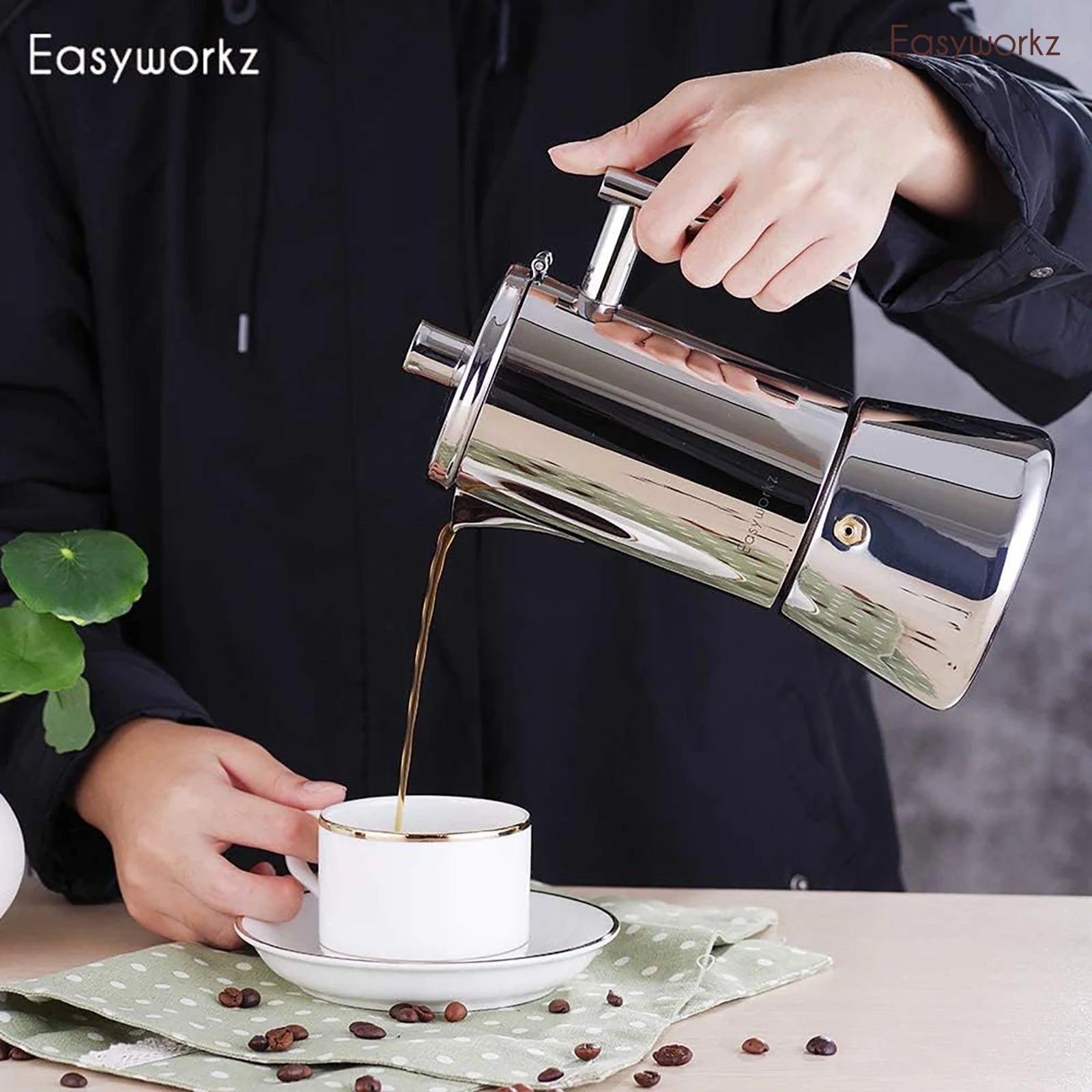 Cafetière italienne induction acier inoxydable easyworkz diego - vue 4 sur 7