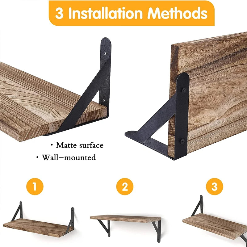 étagères murales en bois massif design simple pour rangement suspendu - vue 4 sur 10