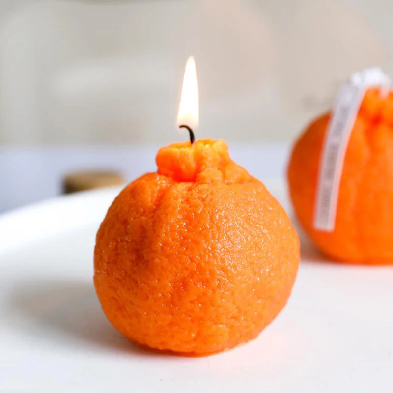 1Pc Soy Wax Candles Creative Orange Lemon Cheese Scented Candle, Home Table Dinner Decoration Aromatherapy Candle, Photo Props
