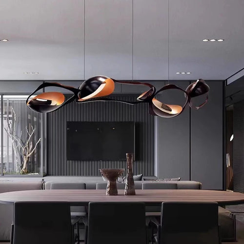 Lustre design noir et cuivré moderne - vue 5 sur 9