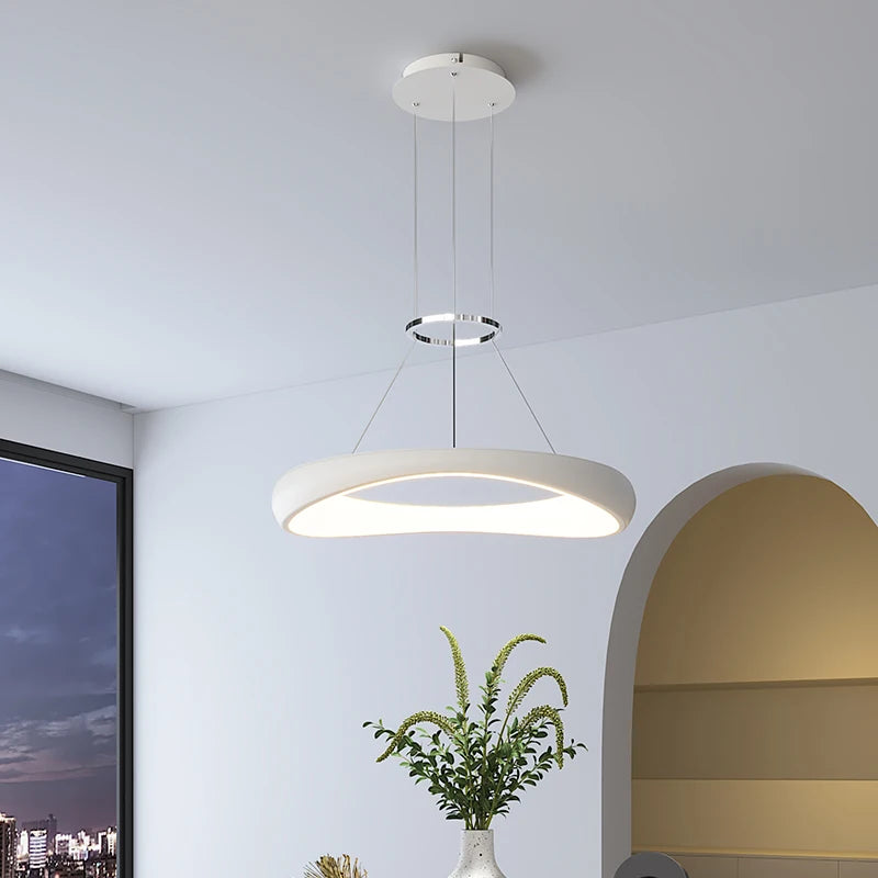 lustre led moderne nordique simple anneau restaurant bar - vue 4 sur 18