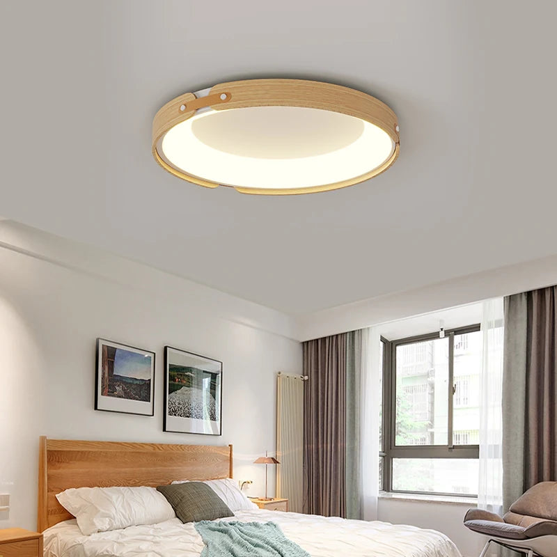 Ultradünne LED-Deckenleuchte aus Holz im nordischen Minimalismus-Stil - vue 4 sur 14