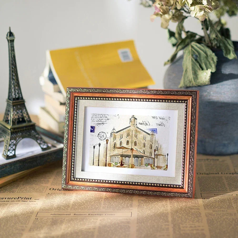 European Retro Photo Frame, Picture Card, Hanging Wall Frame, Wedding Anniversary, Landscape Poster Frame, Palace Decoration