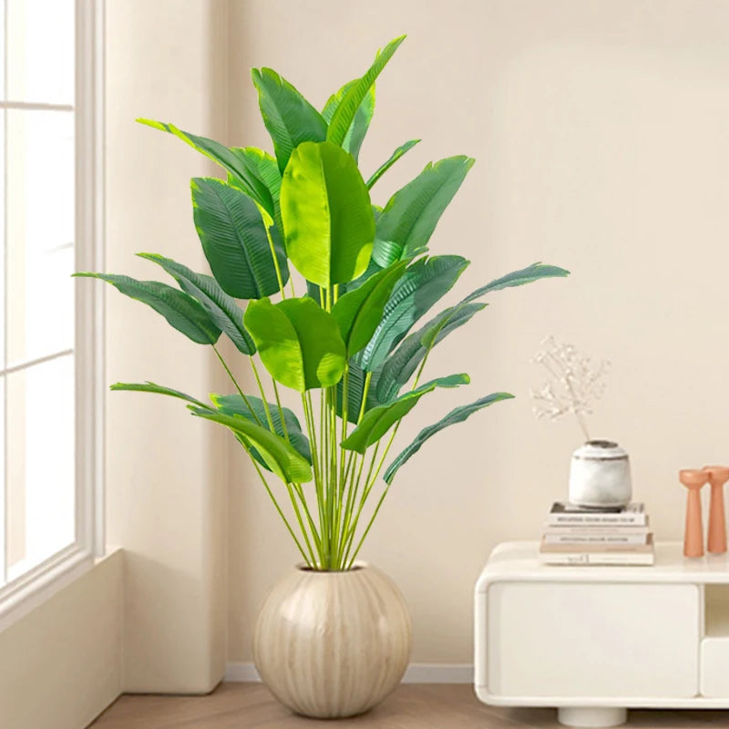 grand palmier tropical avec feuilles de bananier et strelizia en plastique - vue 4 sur 6
