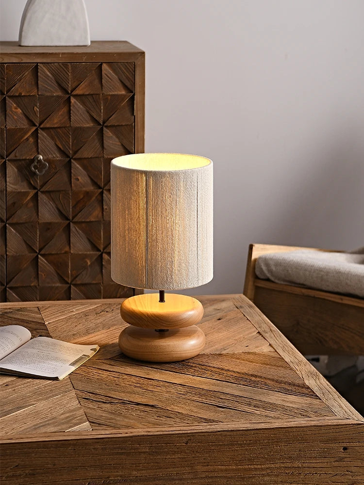 lampe de table japonaise bois massif rétro - vue 4 sur 8