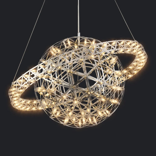 Sphärischer Kronleuchter Raimond Satellite aus Edelstahl mit LED-Dekor - vue 2 sur 9