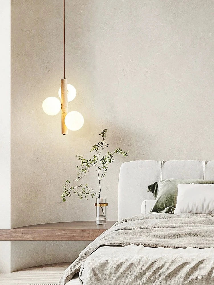 Style crème suspension LED lampe chambre chevet lustre bulle boule magique haricot perle rétro Restaurant longs luminaires - vue 4 sur 7