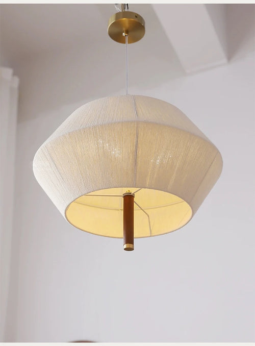 Nordische Retro-Pendelleuchte aus Hanfseil und Rattan mit LED - vue 4 sur 9