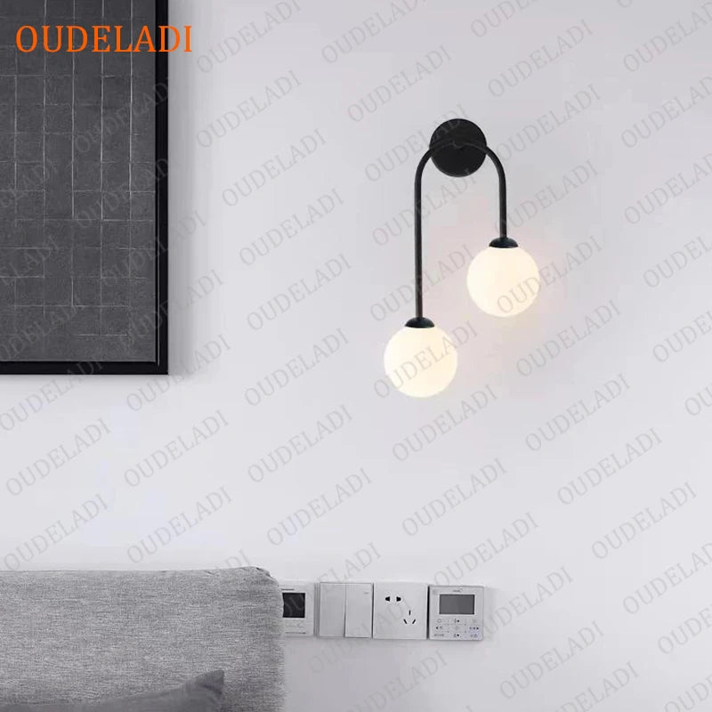 applique murale led boule verre intérieure moderne