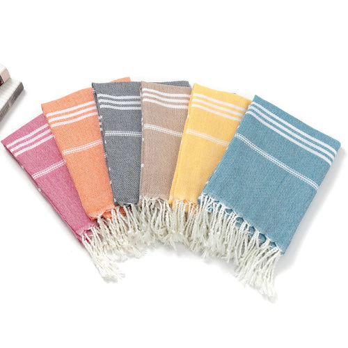 serviette de plage turque coton rayures franges rapide - vue 5 sur 7