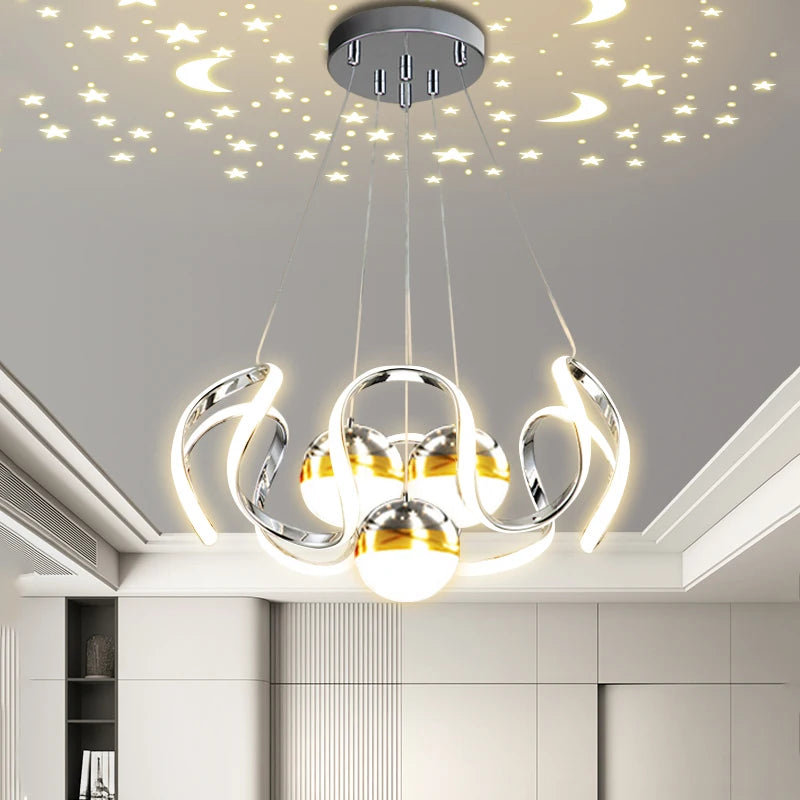 Moderner LED-Kronleuchter für stilvolle Wohnraumbeleuchtung - vue 5 sur 15