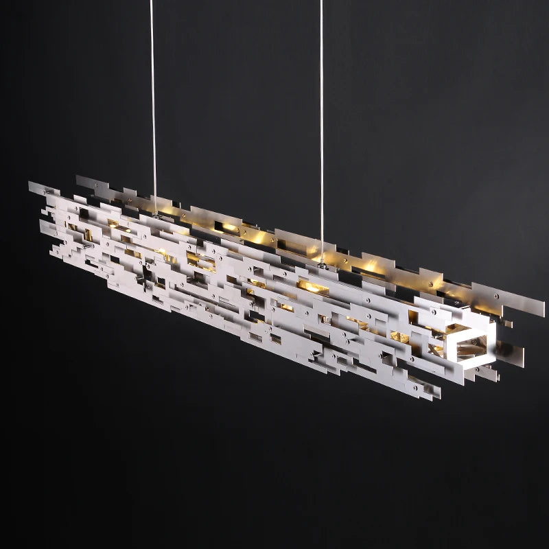 lustre led chromé design créatif éclairage suspendu moderne - vue 4 sur 5