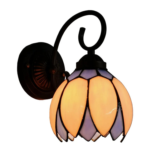 applique murale lotus style tiffany verre courbé éclairage moderne - vue 6 sur 5