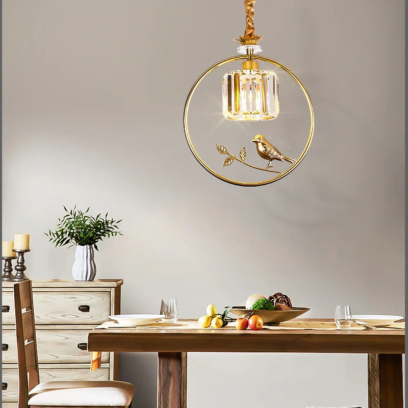 suspension design nordique en forme d'oiseau en cristal décoratif - vue 2 sur 8