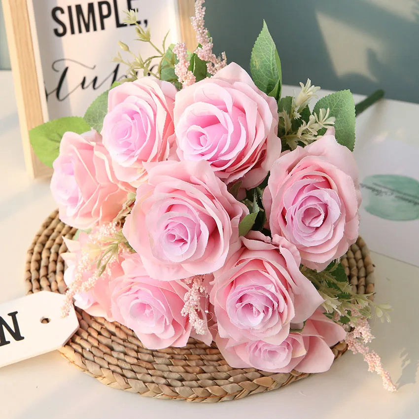 bouquet de roses artificielles pour mariage et décoration intérieure - vue 6 sur 12