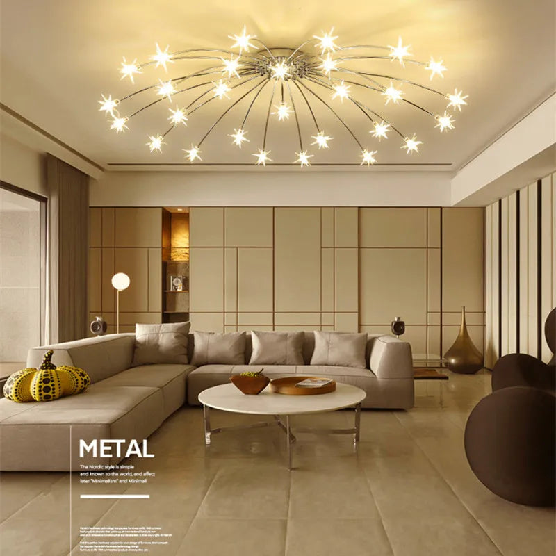 lustre moderne ciel étoile design intérieur lumineux décoratif - vue 3 sur 14