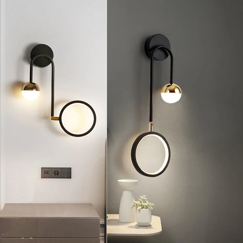 Nordique Led intérieur applique têtes de lit boule ronde fond applique murale allée salon chevet chambre décoration applique murale - vue 2 sur 8