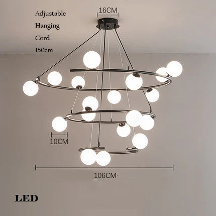 lustre créatif en fer et verre tendance pour décoration intérieure - vue 8 sur 16