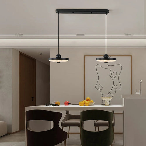 Moderne Pendelleuchte mit drei Köpfen und Augenschutz - vue 5 sur 15