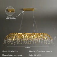 lustre en cristal de luxe design goutte de pluie élégant