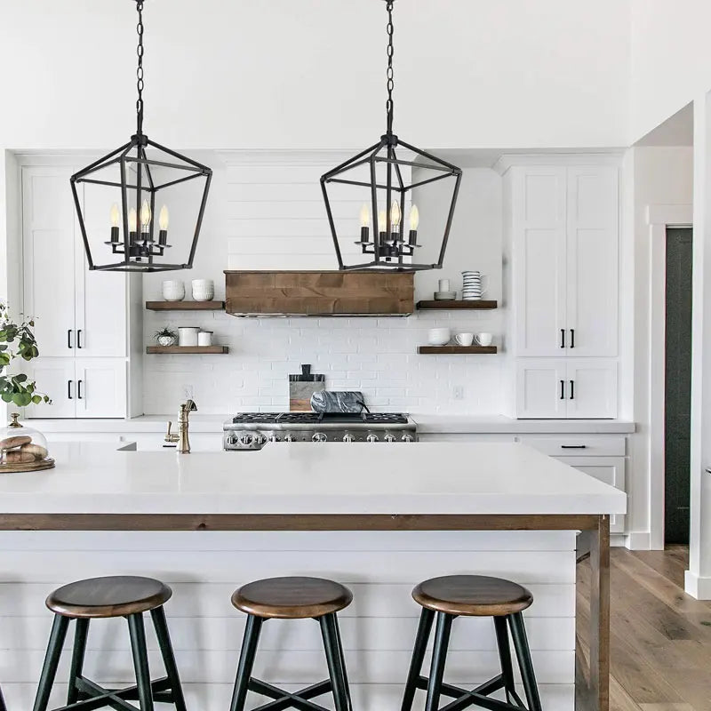 Lustre de Restaurant de ferme américaine minimaliste rétro créatif cuisine couloir couloir chambre à coucher lumière noire - vue 5 sur 7