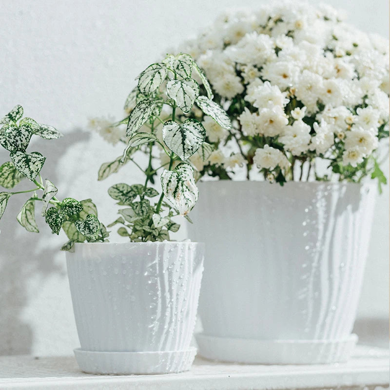 pot de fleurs haut simple en plastique à ondulations multicolore - vue 9 sur 8