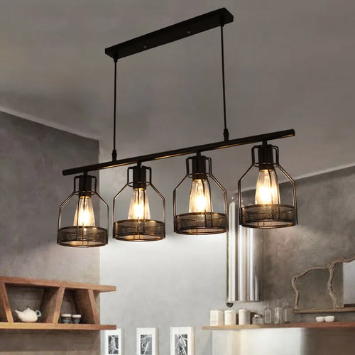 lustre loft rétro style industriel 3 4 5 têtes suspension - vue 2 sur 9
