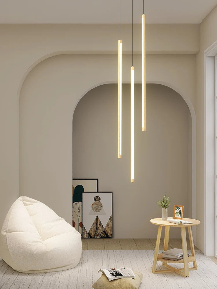 Nordischer Kronleuchter in Holzoptik, drehbar, minimalistisch, LED - vue 5 sur 14